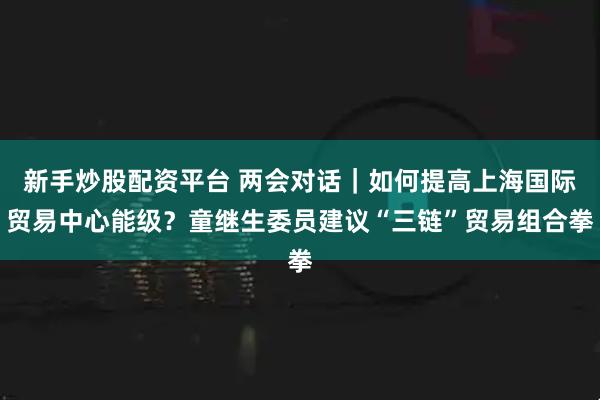 新手炒股配资平台 两会对话｜如何提高上海国际贸易中心能级？童继生委员建议“三链”贸易组合拳